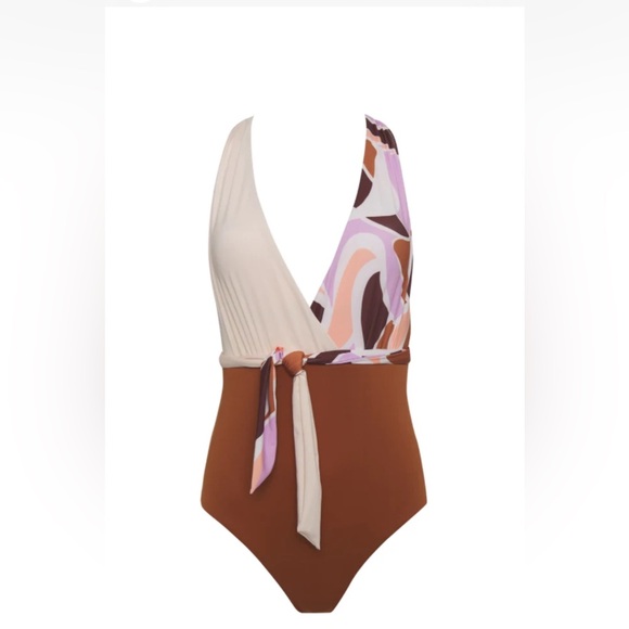 🆕 Sanctuary Nuveau Tie-Front
Plunge Swimsuit - Lion Brown - Picture 4 of 5